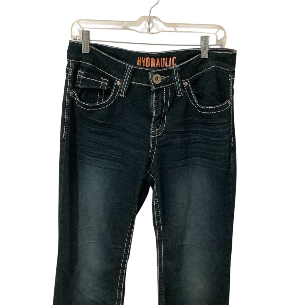 Hydraulic Women's Dark Blue Boot Cut Jeans Decorative Back Pockets Size 8